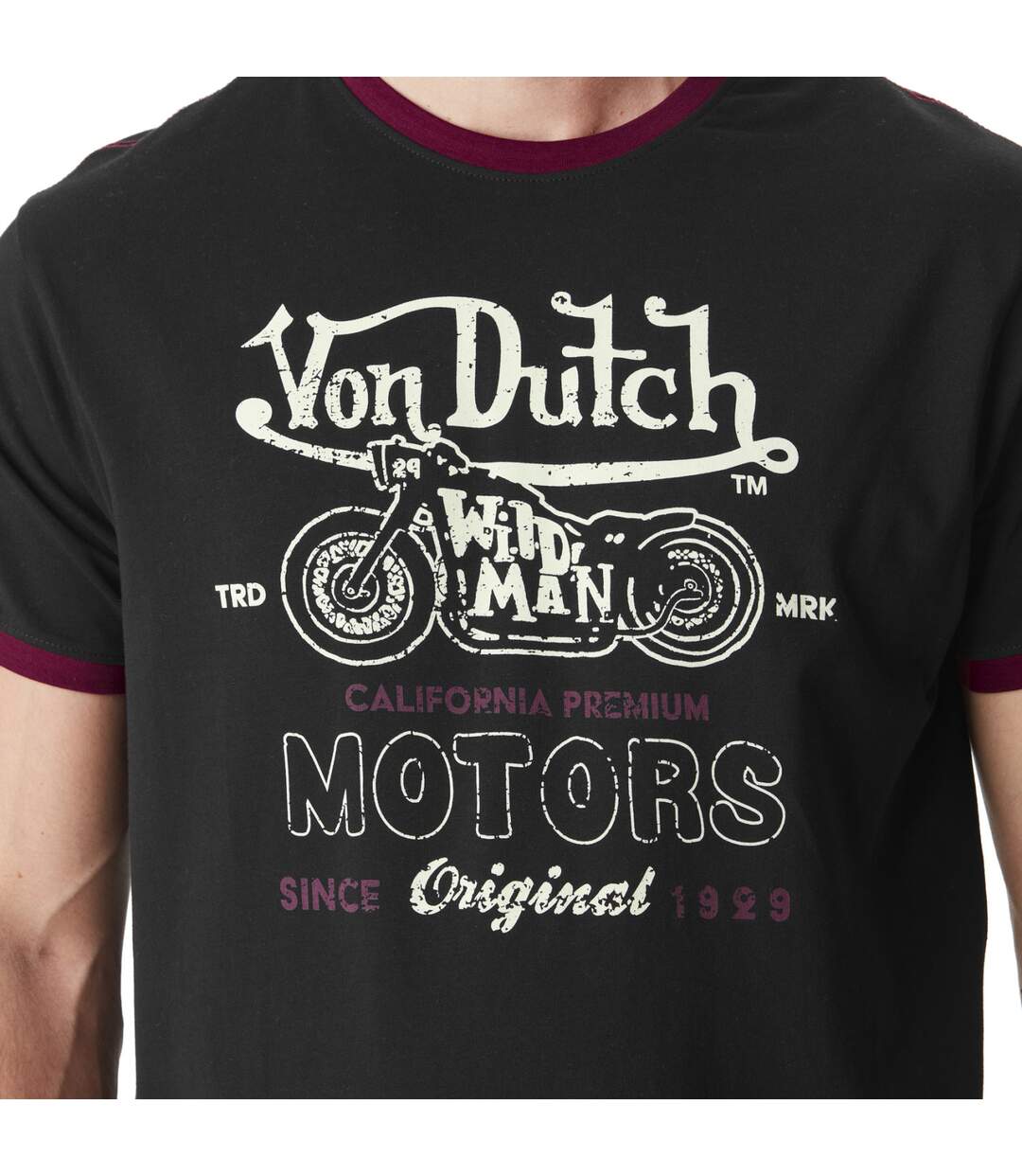 T-shirt homme col rond stretch avec print et bords contrastés Man Vondutch-2