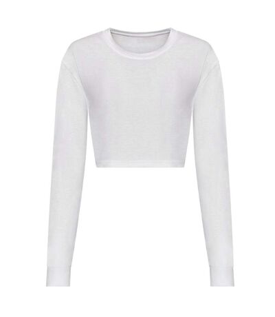 Awdis Womens/Ladies Crop Triblend Long-Sleeved T-Shirt (Solid White)