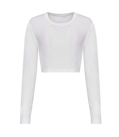 Awdis Womens/Ladies Crop Triblend Long-Sleeved T-Shirt (Solid White)