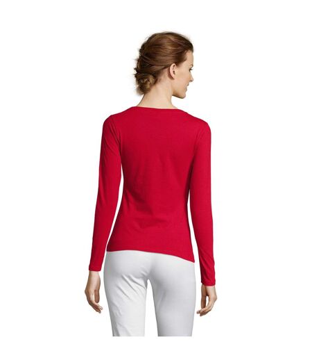 SOLS Womens/Ladies Majestic Long Sleeve T-Shirt (Red)