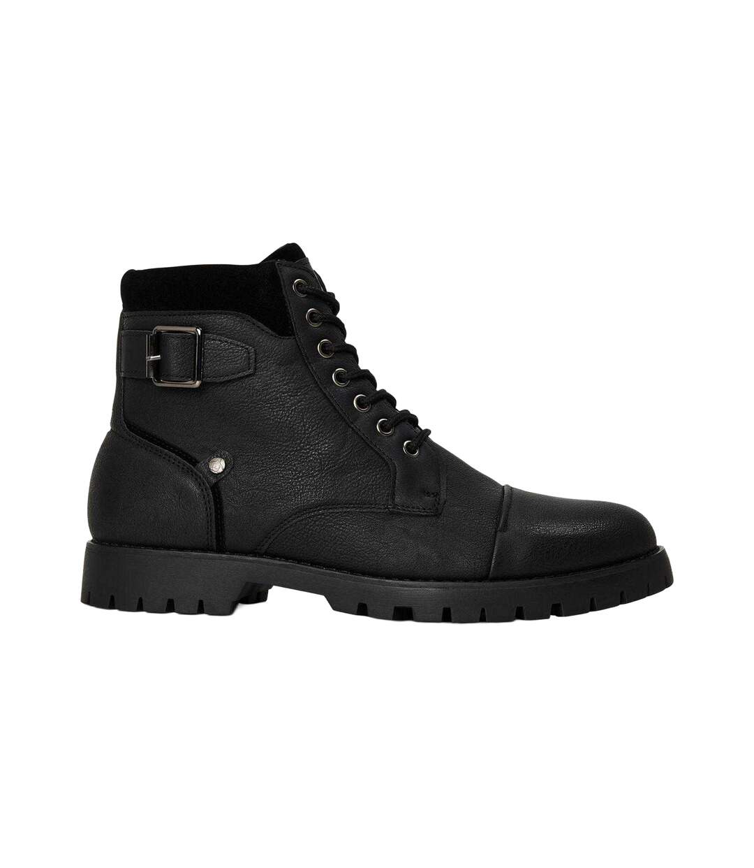 Mens Plain Leather Combat Boots Black Original Penguin-1