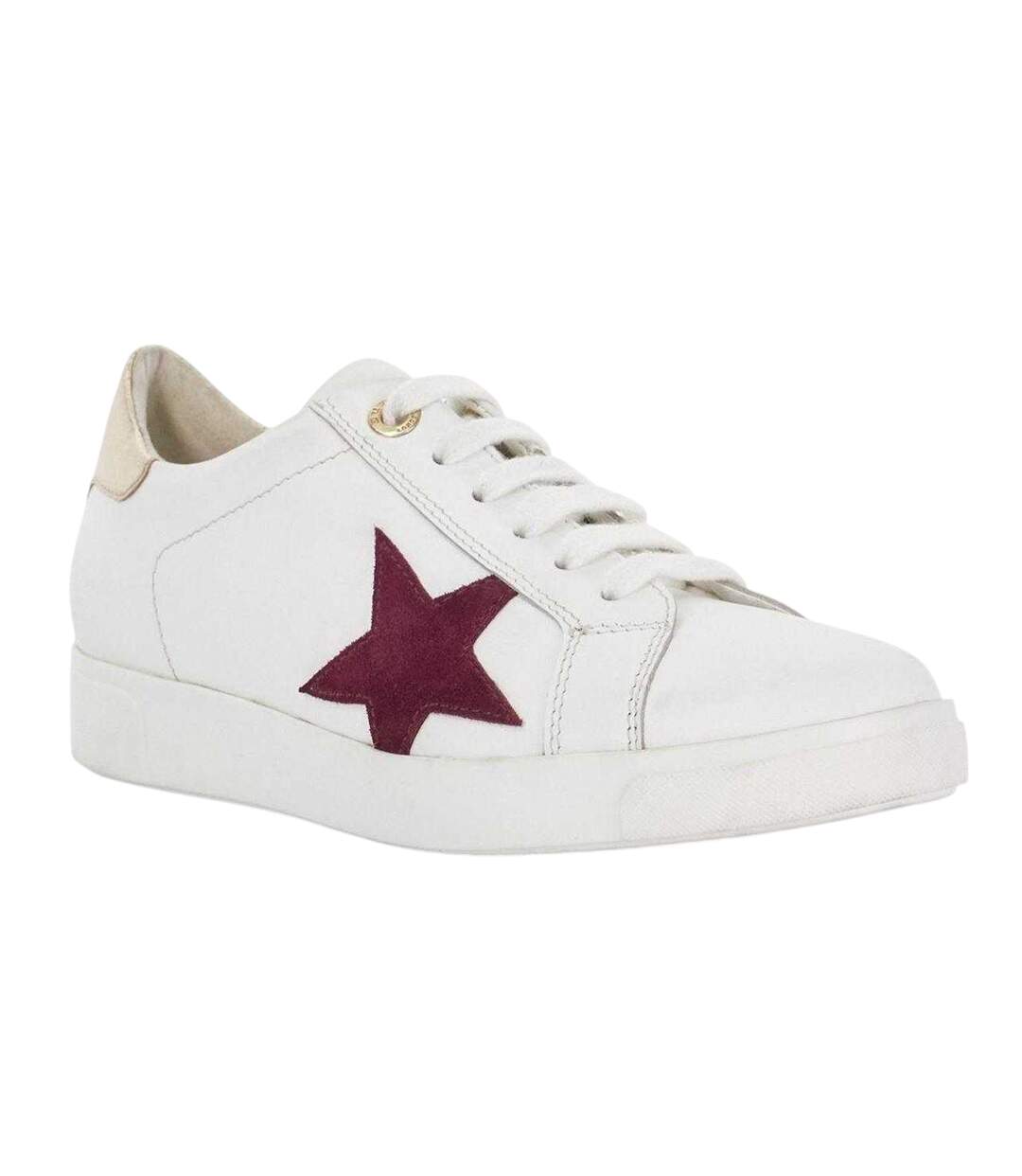 Womens/ladies Edriss Metallic Star Canvas Platform Trainers White Red Dune London-4