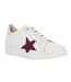 Womens/ladies Edriss Metallic Star Canvas Platform Trainers White Red Dune London-4