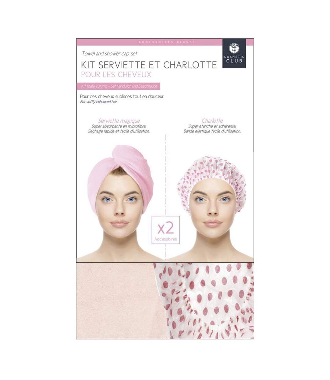 Kit Serviette & Charlotte Cheveux 60cm Rose-1