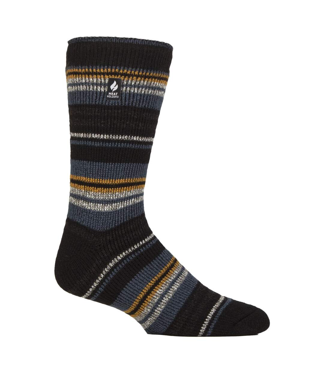 Mens Thermal Patterned Brushed Socks with Stripes for Winter-1