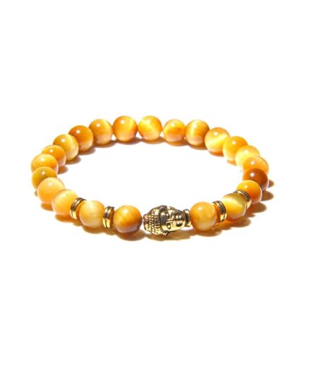 Bracelet buddha en oeil de tigre jaune