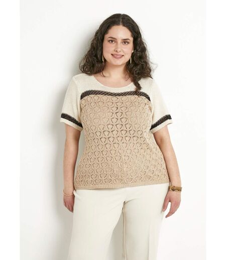 Pull doux brillant manches courtes col rond