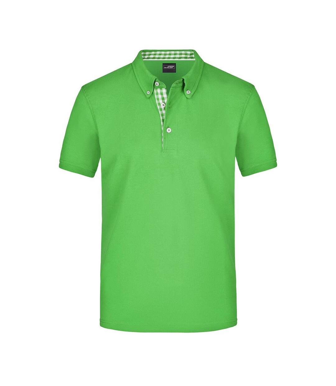 Polo Motif/style Uni Homme Vert Citron Blanc James And Nicholson-1