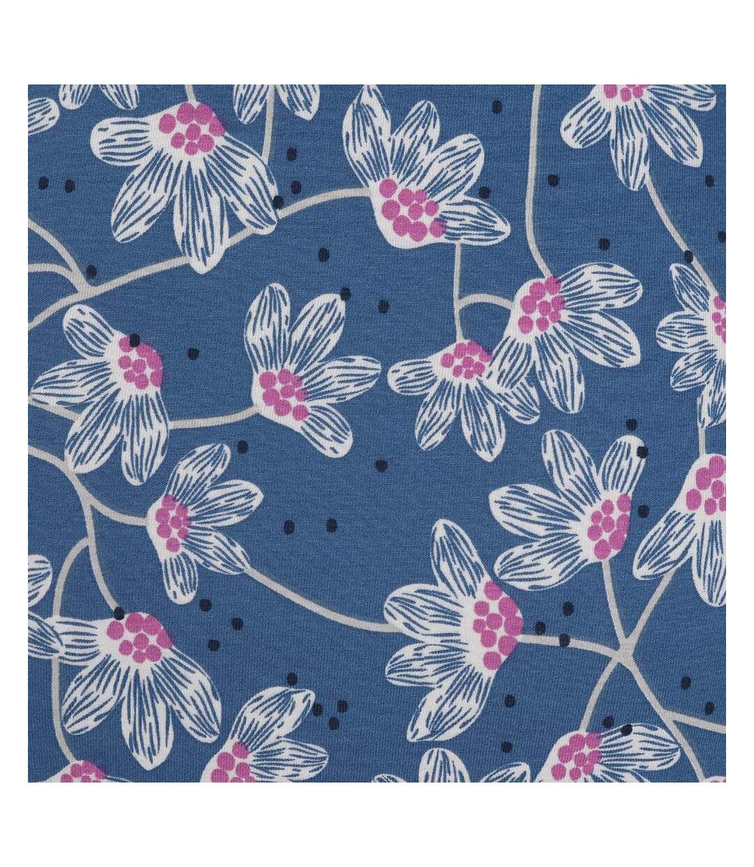 Jupe Mi-longue Motif/style Fleurs Sauvages Femme Bleu Rose Lazy Jacks-4