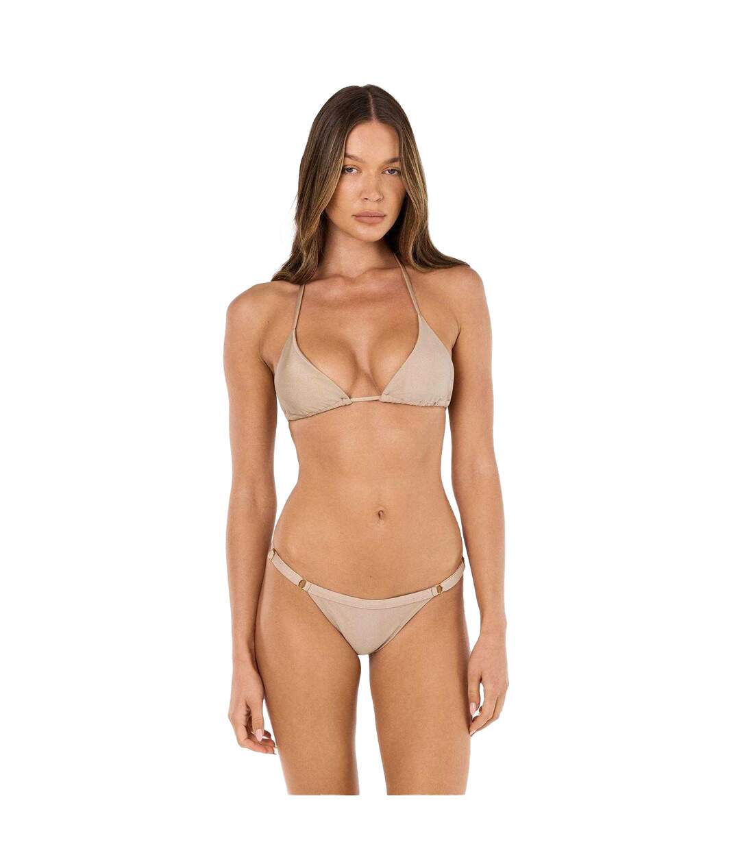 Haut De Maillot De Bain Motif/style Triangle Femme Beige Grace-4