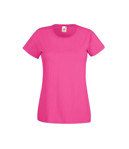 Womens/Ladies Value Fitted Short Sleeve Casual T-Shirt (Hot Pink)