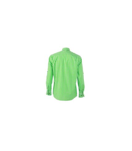 chemise manches longues à carreaux - JN638 - HOMME - vert et blanc