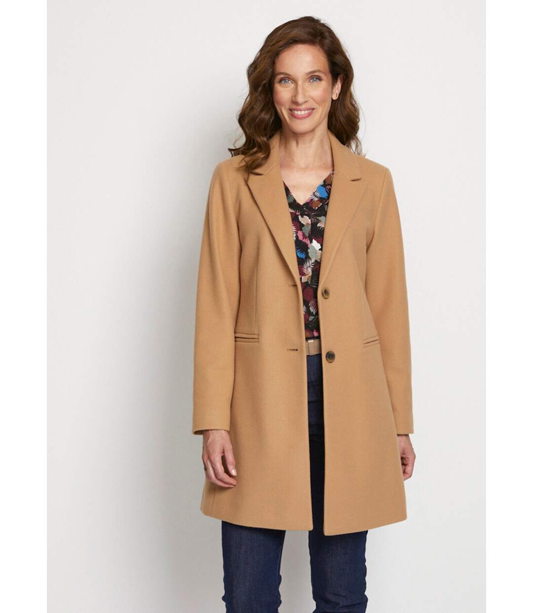 Manteau col tailleur aspect lainage-1