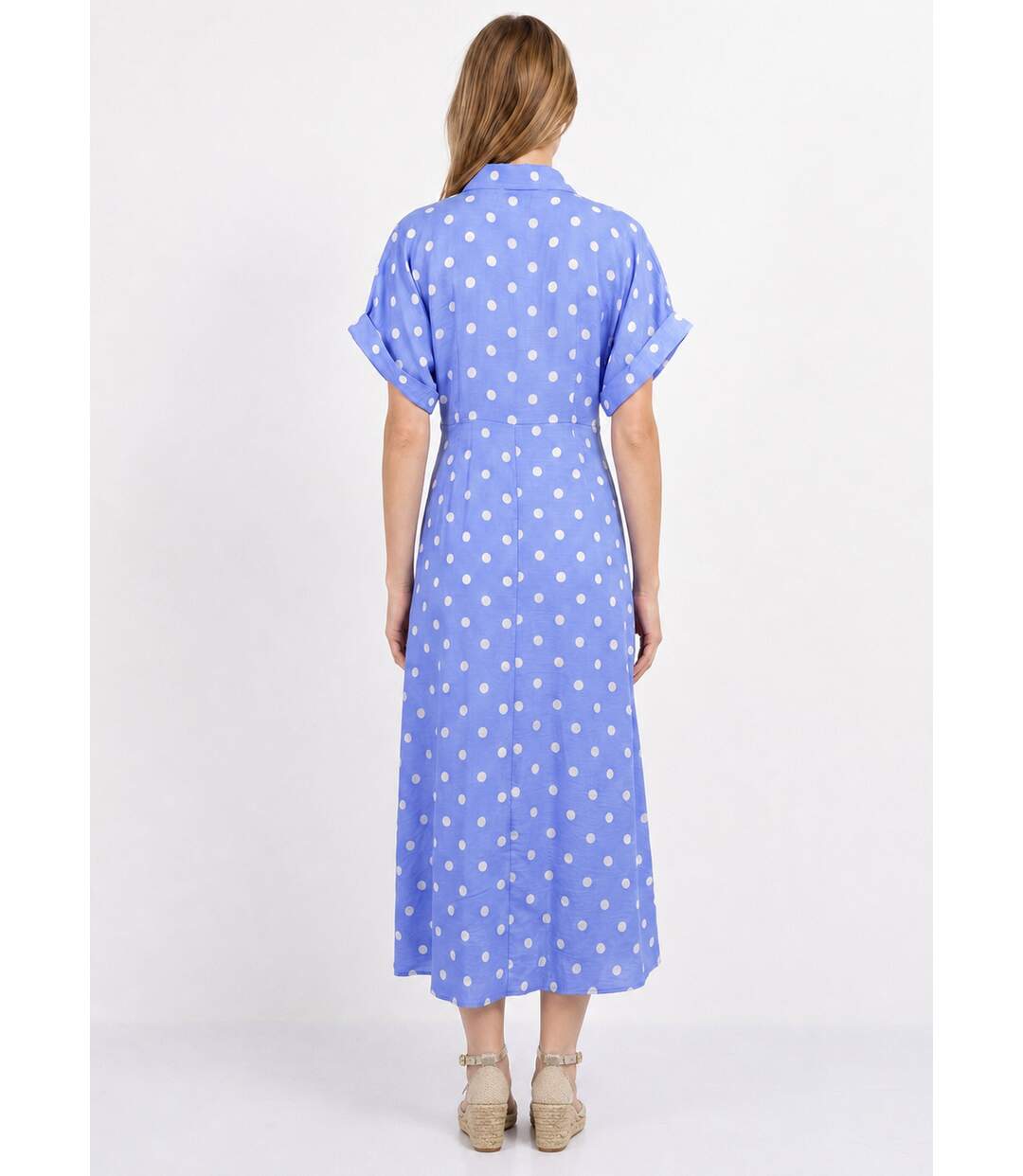 Robe longue à pois, manches courtes-2