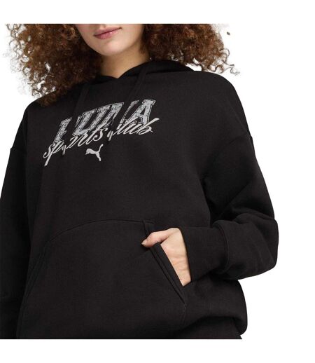 Womens/ladies Logo Overhead Hoodie  Black Puma