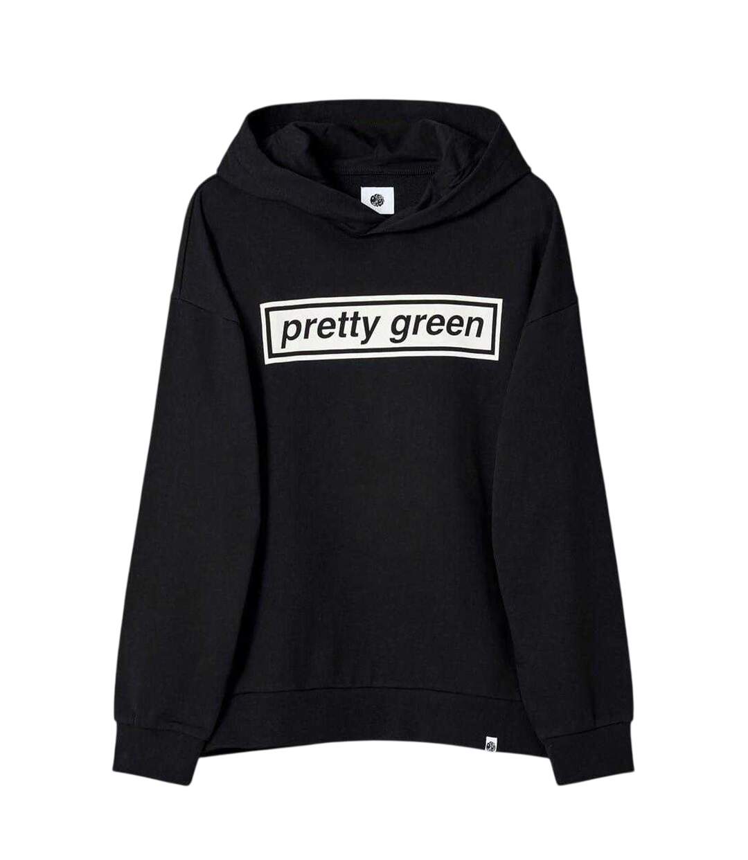 Mens Box Logo Regular Drawstring Hoodie Black Pretty Green-2