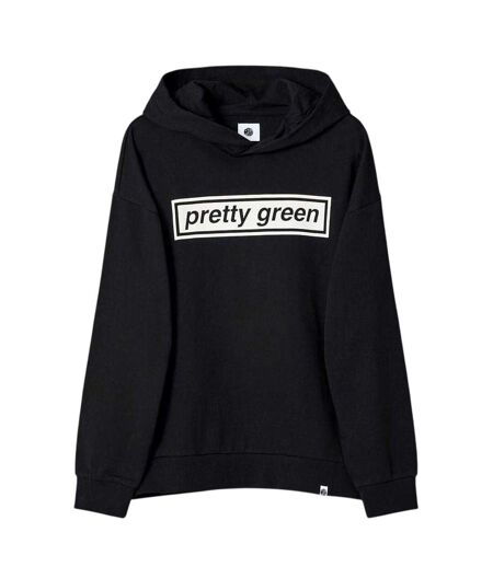 Mens Box Logo Regular Drawstring Hoodie Black Pretty Green