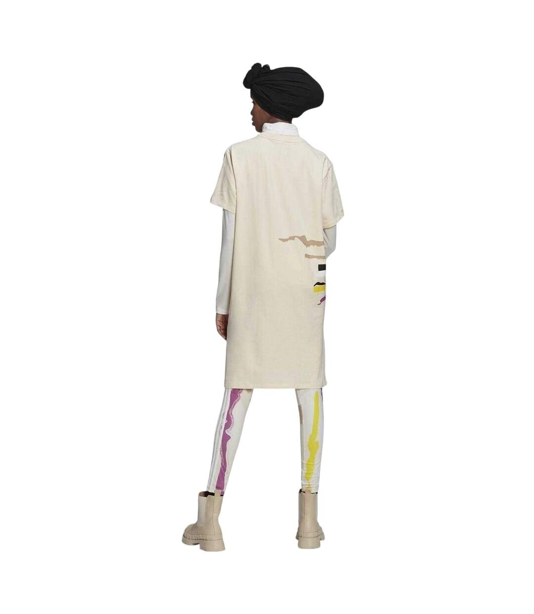 Robe T-shirt Motif/style Imprimé Graphique Femme Beige Adidas-3