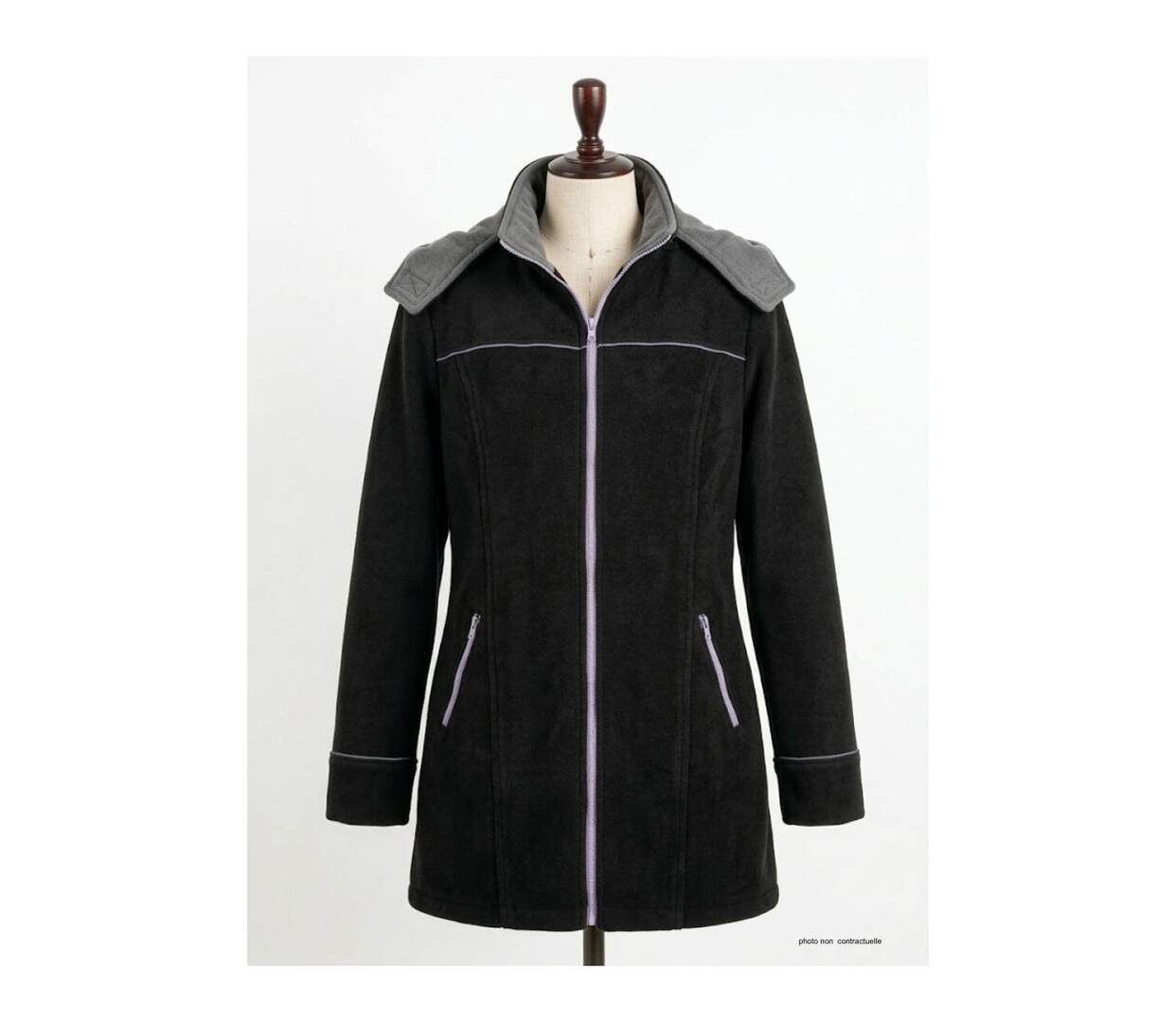 Manteau Caban Femme Tokyo4 Noir en Maille Contre-collée (Mayflower)-4