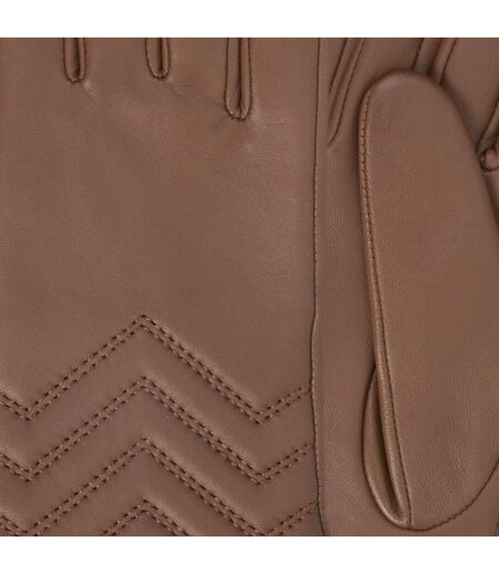 Isotoner Gants femme en cuir d'agneau pleine fleur, doublés soie, tendance et modernes