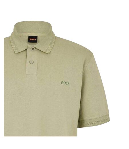 Mens Interlock Short-sleeved Polo Shirt Green Boss