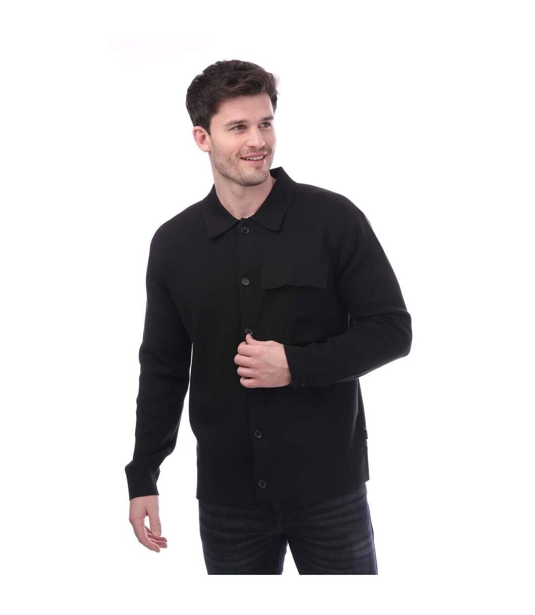 Mens Relaxed Fit Overshirt Black Boss-1
