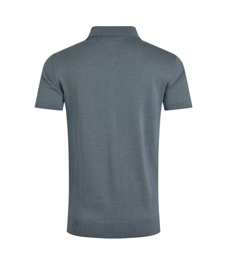 Mens quentin knitted short-sleeved polo shirt blue mirage Weird Fish