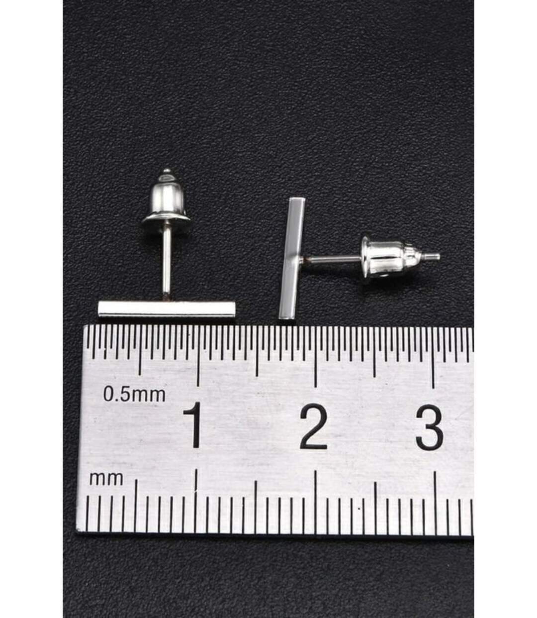 Silver Gold Bar Minimalist Geometric Tiny Small Line Staple Unisex Stud Earrings-2