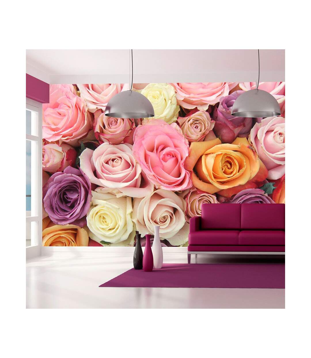 Papier Peint Roses Pastels 270x450cm-1