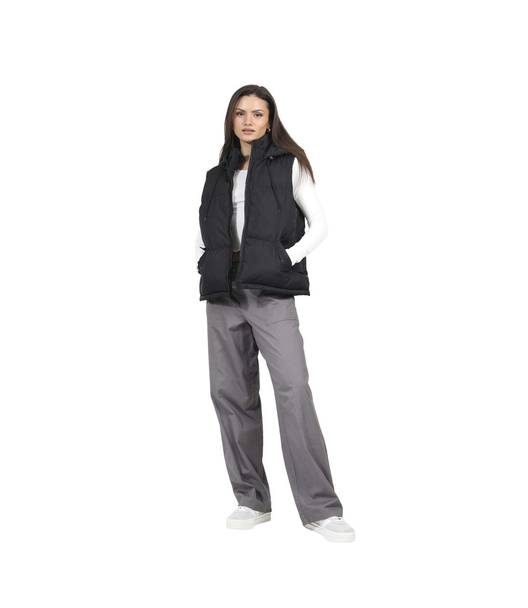 Womens/ladies Cello Padded Short Gilet Black Brave Soul-4