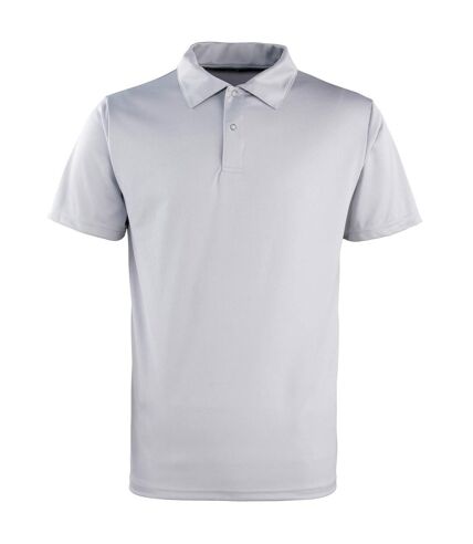 Premier Unisex Coolchecker Studded Plain Polo Shirt (Silver Grey)