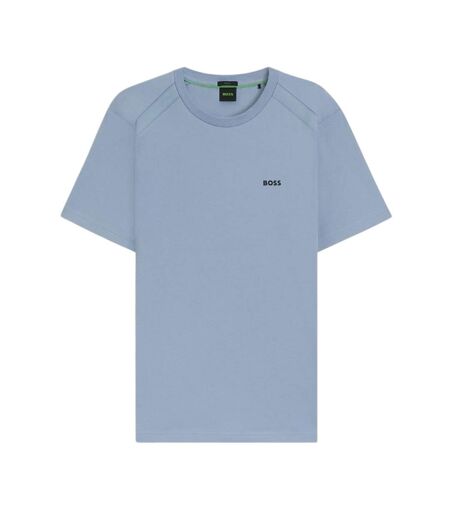 Mens Crew Neck Regular Short-sleeved Polo Shirt Blue Boss