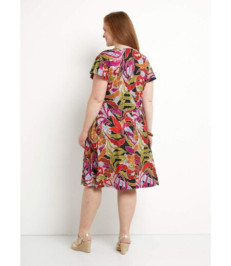 Robe courte cache-coeur imprimée évasée