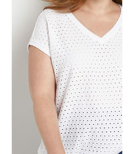 T-shirt ample blousant court uni col V