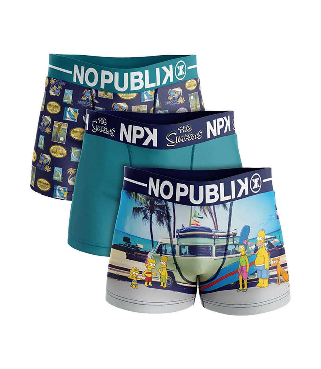 Boxer No Publik Featuring Simpsons Homme Confort et Fantaisie en Coton -Assortiment modèles photos selon arrivages- - Pack de 3-1