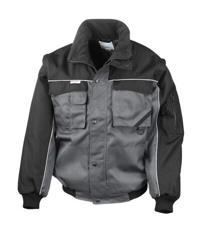 Mens heavy duty zip-off sleeves pilot jacket grey/black WORK-GUARD by Result