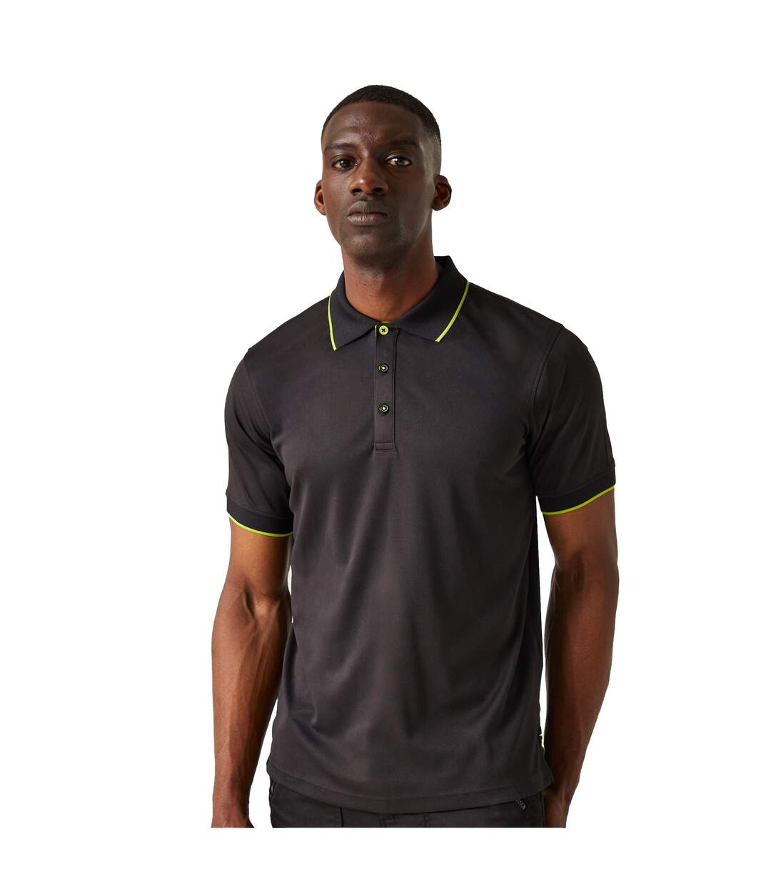 Mens navigate short-sleeved polo shirt black/lime green Regatta-3