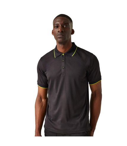 Mens navigate short-sleeved polo shirt black/lime green Regatta