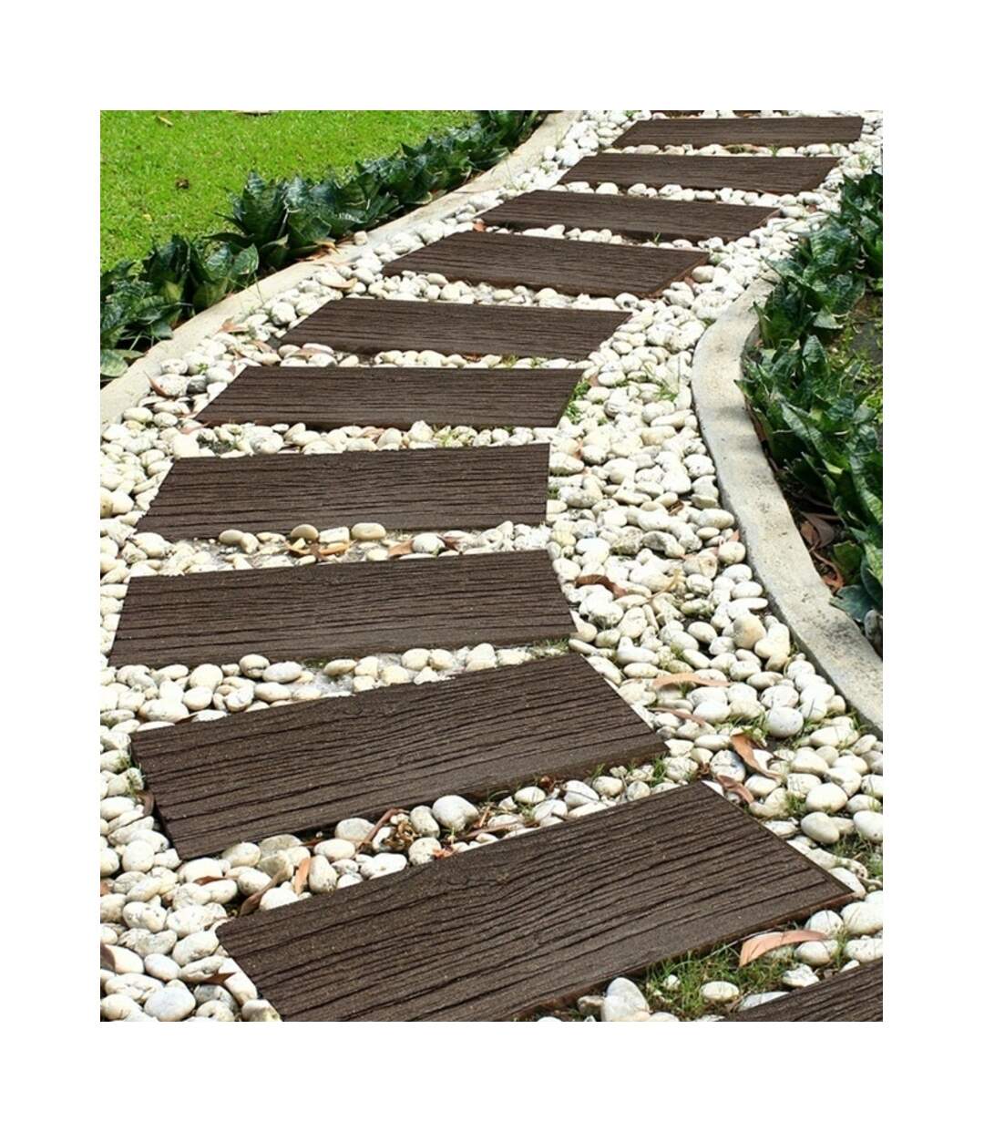 Railroad tie stepping stone garden decoration 60cm x 25cm brown Primeur-3