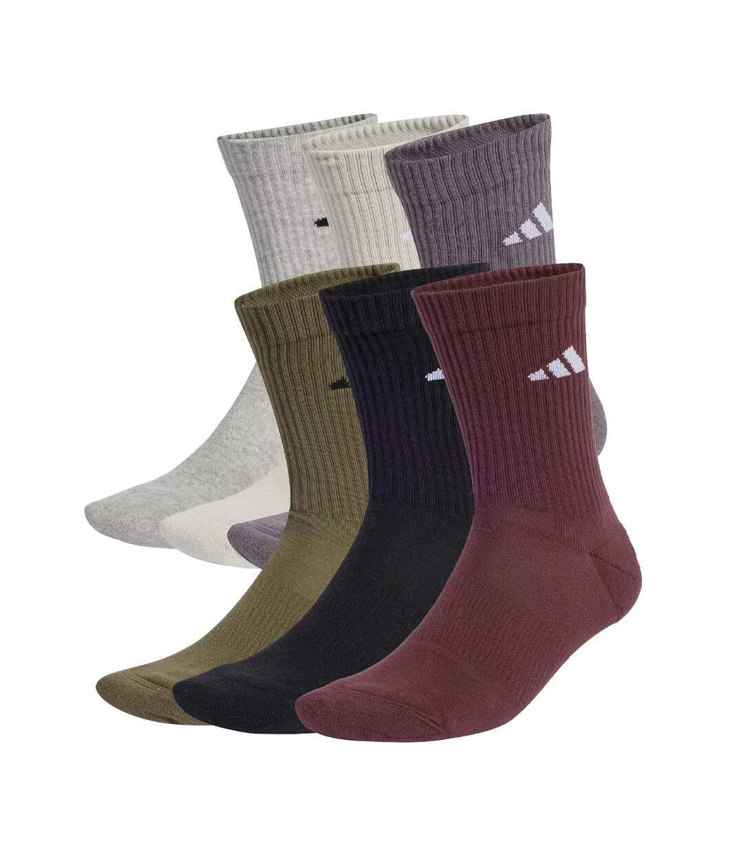 x6 paires de chaussettes kaki/noir/bordeaux homme adidas c newlogocrw-1