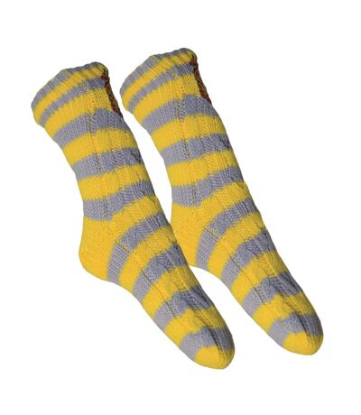 Harry Potter Womens/Ladies Hufflepuff Slipper Socks (Yellow/Grey)