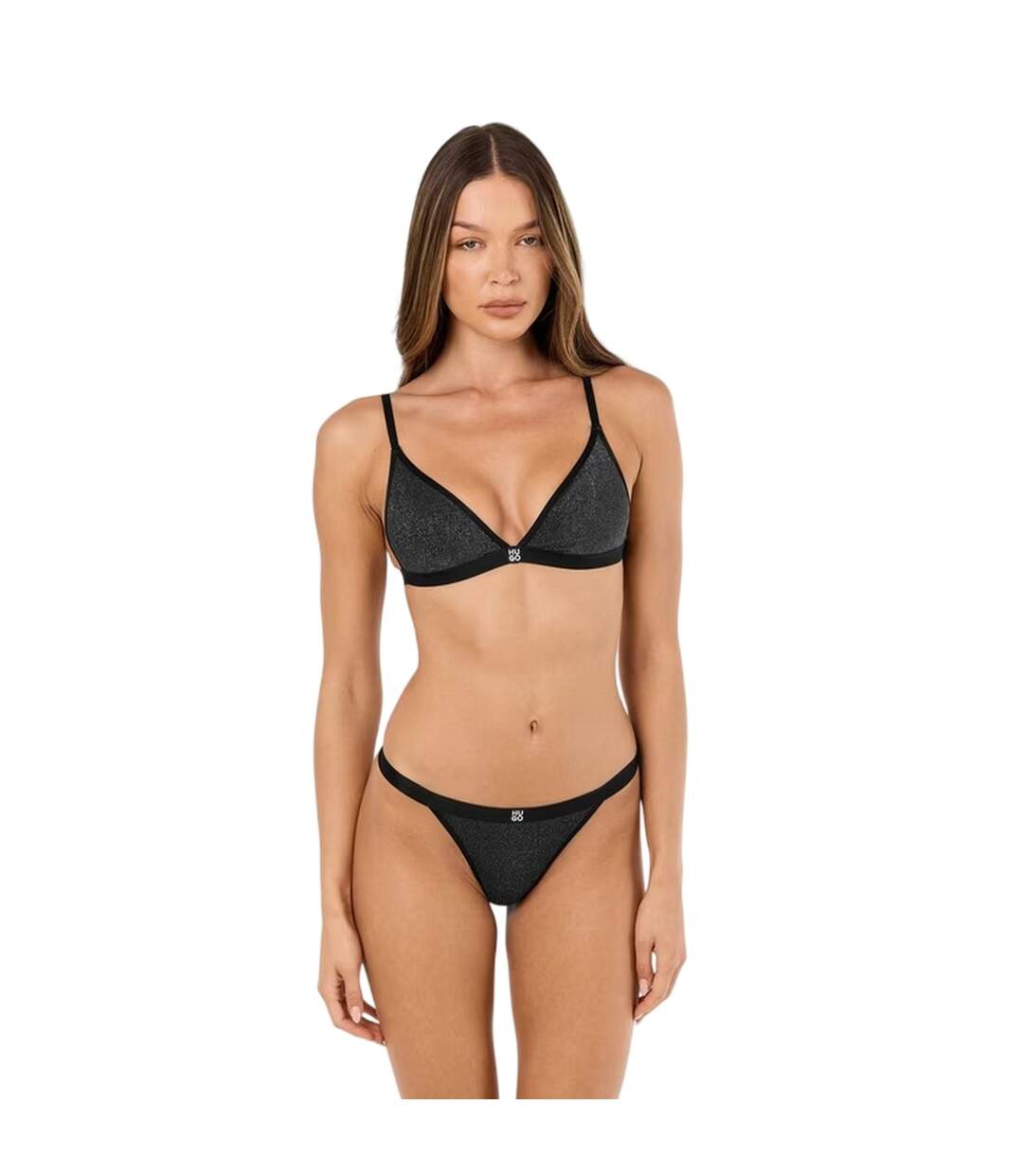Womens/ladies Lurex Bra Black Hugo-3