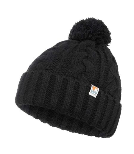 Bonnet À Pompon Motif/style Maille Torsadée Adulte Noir SoulCal