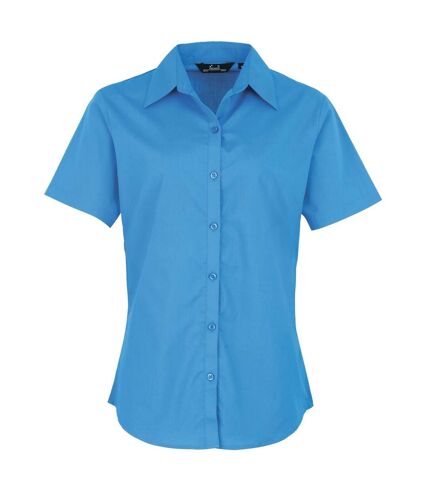 Premier Short Sleeve Poplin Blouse/Plain Work Shirt (Sapphire) - UTRW1092