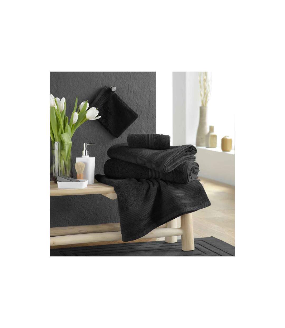 Serviette de Toilette Tendresse 50x90cm Noir-4
