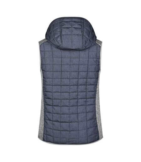 Veste Hybride Femme Gris Clair Chiné Anthracite James And Nicholson