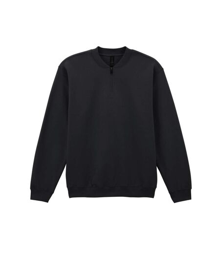 Unisex adult softstyle midweight quarter zip sweatshirt black Gildan