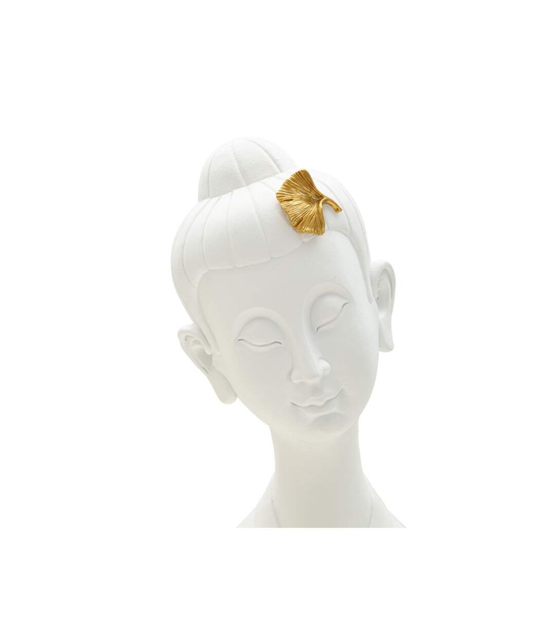 Statuette Déco en Résine Bouddha 35cm Blanc-4