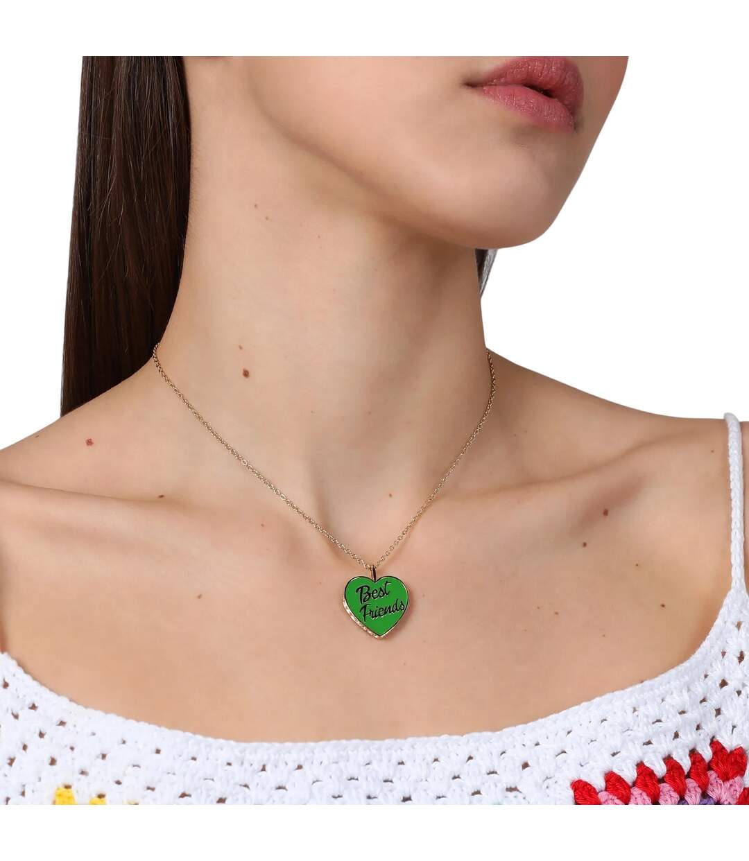 Best Friends Heart Necklace 38cm Green Gold Chiara Ferragni-4