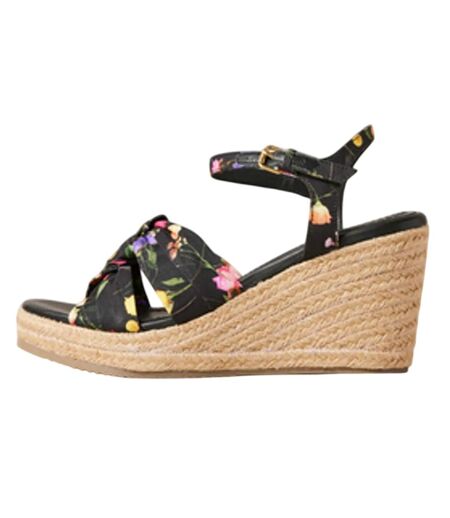 Womens/ladies Cardone Floral Platform Espadrilles Black Ted Baker